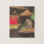 Rode Zeilboot Landschap Olie Schilderij Art Print Legpuzzel (Verticaal)