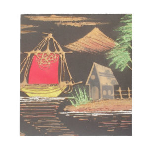 Rode Zeilboot Landschap Olie Schilderij Art Print Notitieblok