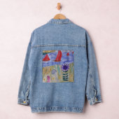 Rode zeilen en bloemen denim jacket (Hangar)