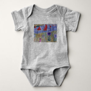 Rode zeilen en bloemen romper