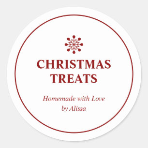 Rode zelfgemaakte kersttraktaties kerstgebak ronde sticker