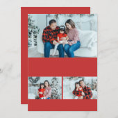 Rode zelfmaak sjabloon voor 3 foto's collage 5x7 (Voorkant / Achterkant)