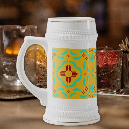 Rode Zia Symbolen New Mexico Turquoise Veren Bierpul