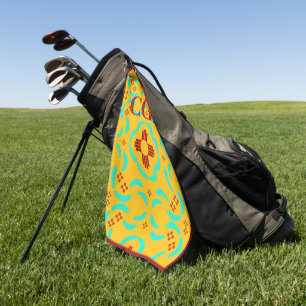 Rode Zia-symbolen New Mexico Turquoise Veren Golfhanddoek