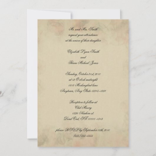 Rode Zijde en Parcenten Gothic Wedding Invitation Save The Date (Achterkant)