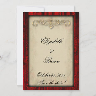 Rode Zijde en Parcenten Gothic Wedding Invitation Save The Date