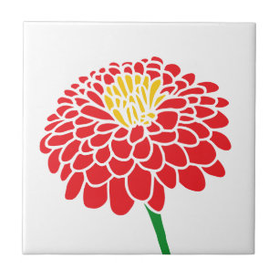 Rode Zinnia bloem aangepaste kleur tegels Tegeltje