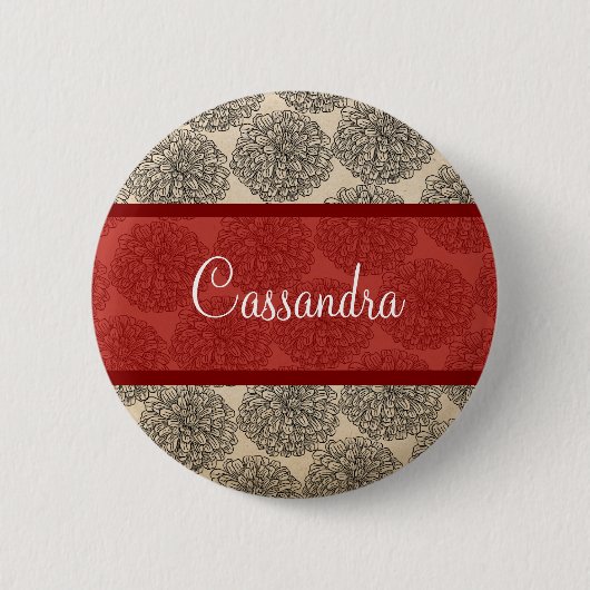 Rode  Zinnia-Button Ronde Button 5,7 Cm (Voorkant)