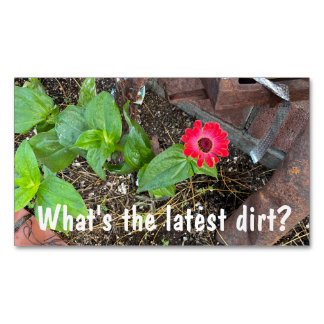 Rode Zinnia met Roestige Objecten Zakelijke Kaart Magnetisch Visitekaartje