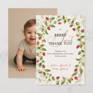 Rode Zoete Aardbei Wilde Bloem Krans Baby Borrel Kaart
