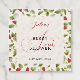 Rode Zoete Aardbei Wilde Bloem Krans Baby Shower Bedankjes Labels