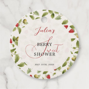 Rode Zoete Aardbei Wilde Bloem Krans Baby Shower Bedankjes Labels