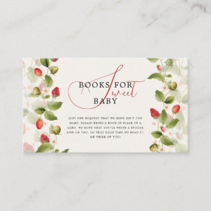 Rode Zoete Aardbei Wilde Bloem Krans Baby Shower Informatiekaartje