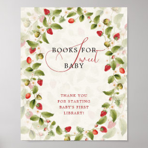 Rode Zoete Aardbei Wilde Bloem Krans Baby Shower Poster