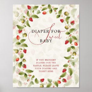 Rode Zoete Aardbei Wilde Bloem Krans Baby Shower Poster