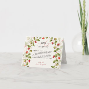 Rode Zoete Aardbei Wilde Bloemenkrans Baby Shower Bedankkaart