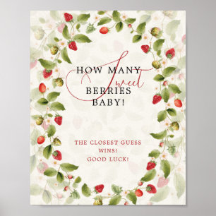 Rode Zoete Aardbei Wilde Bloemenkroon Baby Shower Poster