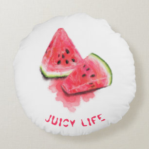 Rode zoete juicy watermeloenen - Tasty - Tekening Rond Kussen