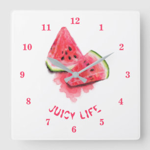 Rode zoete juicy watermeloenen - Tasty - Tekening Vierkante Klok