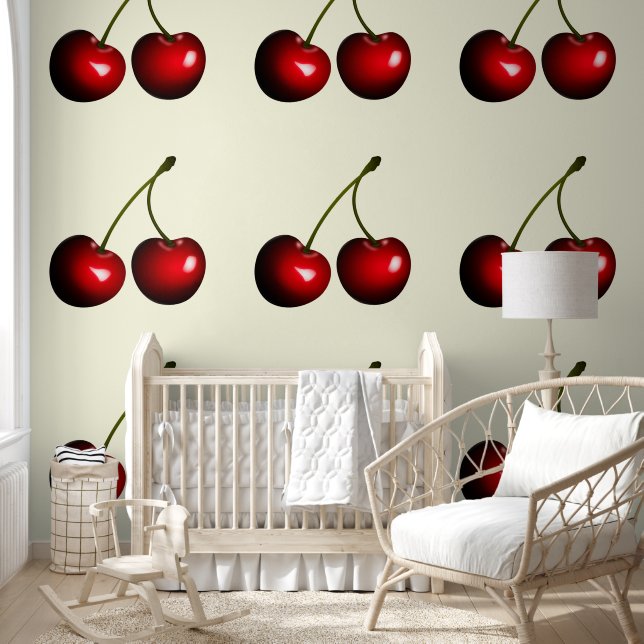 Rode zoete kersen aangepaste kleuren behang (Kinderen)
