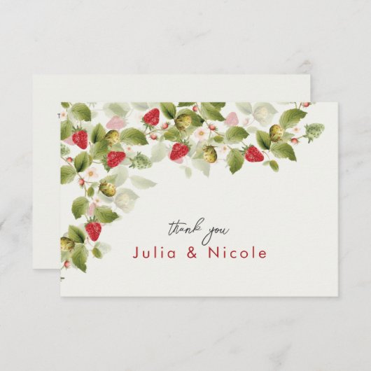Rode zoete wilde aardbeien bloemen bruiloft (Voorkant / Achterkant)