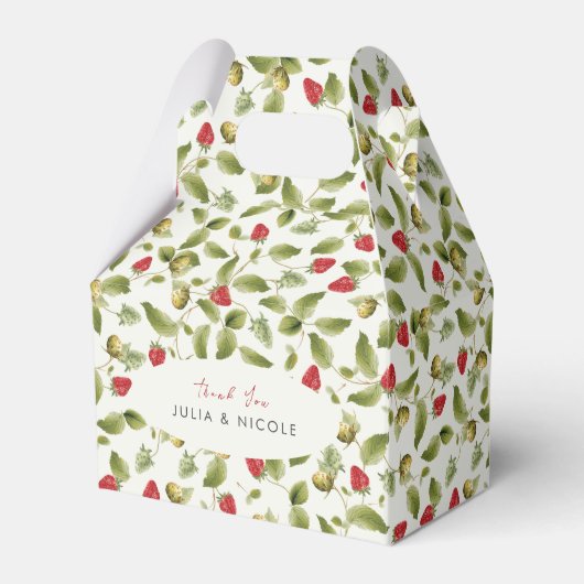 Rode zoete wilde aardbeien bloemen bruiloft bedankdoosjes (Voorkant Zijde)