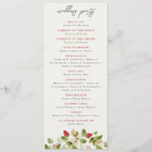 Rode zoete wilde aardbeien bloemen bruiloft programma (Achterkant)