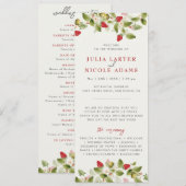 Rode zoete wilde aardbeien bloemen bruiloft programma (Voorkant / Achterkant)