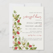 Rode zoete wilde aardbeienbloemen repetitie diner kaart (Voorkant)