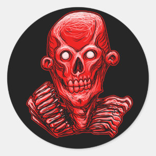 Rode Zombie Skull Head Sticker
