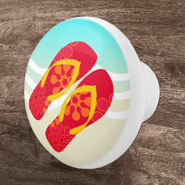 Rode Zomer Strand Teenslippers Deurknop Keramische Knop