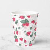 Rode zomerbessen verjaardag of picknick aardbei papieren bekers (Voorkant)