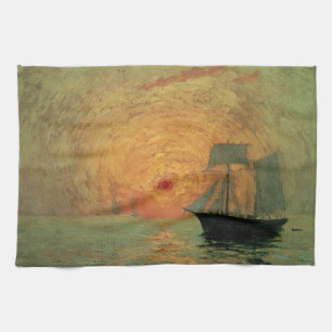 Rode Zon door Maxime Maufra, Vintage Impressionism Theedoek