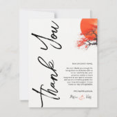 Rode zon en oude sakura bedankkaart (Voorkant)