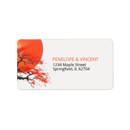 Rode zon en oude sakura bruiloft etiket
