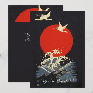 RODE ZON, JAPANSE VLIEGENDE KRANEN, ZEEEN GOLVEN I KAART