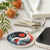 Rode zon op het meer sleutelhanger (Voorkant Rechts)