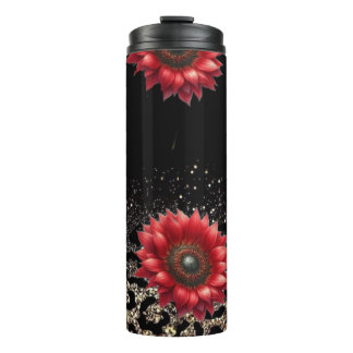 Rode Zonnebloem dierlijke print tumbler Thermosbeker