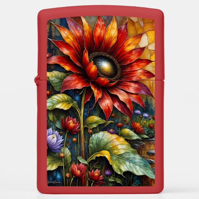 rode zonnebloem patchwork (Voorkant)