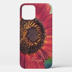 Rode zonnebloem *personaliseren* iPhone 12 hoesje