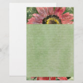Rode zonnebloem Waterverf Gepersonaliseerd Briefpa Briefpapier (Voorkant / Achterkant)