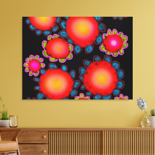 Rode Zonnebloemen  Canvas Afdruk
