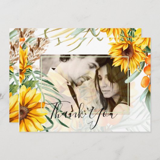 Rode Zonnebloemen Pampasgras Bruiloft (Voorkant / Achterkant)