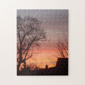 rode zonnehemel zwarte silhouet legpuzzel (Verticaal)