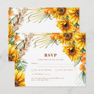 Rode Zonneschermen Bloemrijke Trouw-Huwelijk RSVP- Briefkaart