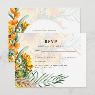 Rode Zonneschermen Bloemrijke Trouw-Huwelijk RSVP- Briefkaart