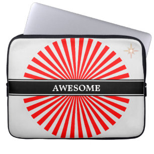 Rode zonnestralen op zilvergrijs laptop sleeve