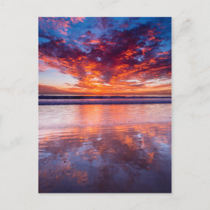 Rode zonsondergang boven de zee, Californië Briefkaart