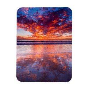 Rode zonsondergang boven de zee, Californië Magneet
