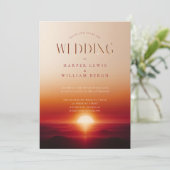 Rode zonsondergang bruiloft kaart (Staand voorkant)
